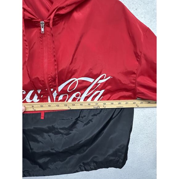 Coca Cola Junior Womens Size L Lightweight Windbreaker Pullover Jacket Hooded - Picture 3 of 7